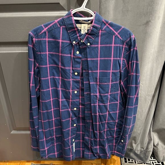 Blue and Pink Plaid Shirt Men H&M - Picture 1 of 2